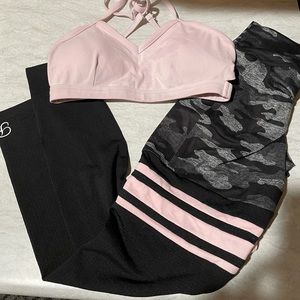 Bombshell Custom Dyed Pink Stripe Camo Leggings Scrunch Bottom Size S